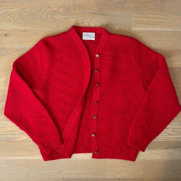 VTG 80s Pendleton Cardigan 100% Virgin Wool Made In USA Red Womens Medium - Picture 6 of 7